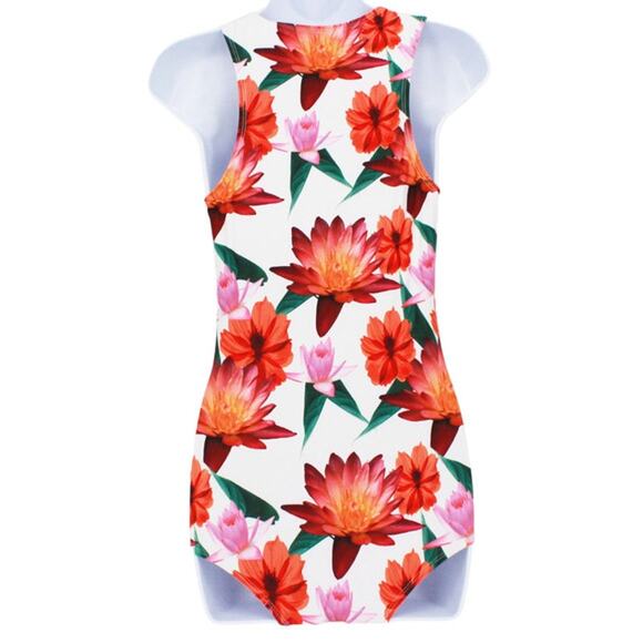 Swimsuit Classic Racer Style One Piece in Tropical Floral Size X-Small - Picture 5 of 7